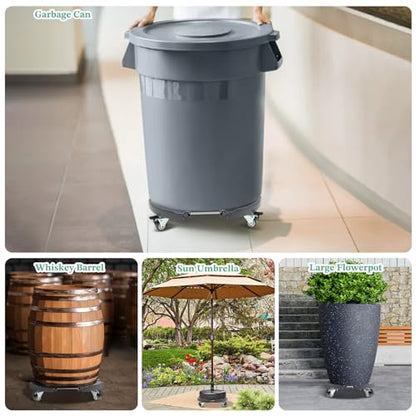 W B D WEIBIDA 2 Pack Round Dolly with Wheels Heavy Duty 440 Lbs Capacity, Rolling Plant Stand Adjustable Roller Base for Large Pots, Barrel, Drum, Cart with Casters - color: Gray