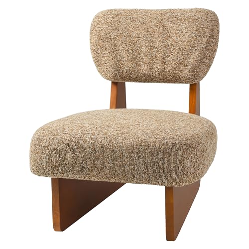Christopher Knight Home Mores Low Profile Accent Chair Set of 2, Modern Living Room Armless Lounge Chair, Fabric Comfy Reading Chair for Bedroom, Wooden Frame and Thick Padded Seat, Walnut+Multi-Brown - color: Walnut+multi-brown