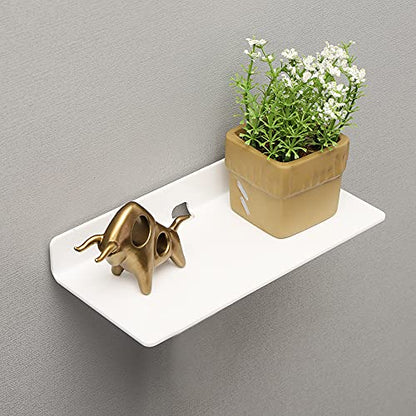 9 Inch Acrylic Floating Shelves Set of 4,Small Wall Display Shelf for Bluetooth Speakers/Security Cameras/Nintendo Switch/Action Figures,Damage-Free Wall Shelves Stick-On Shelf,White - color: White With Adhesive Tape and Screws