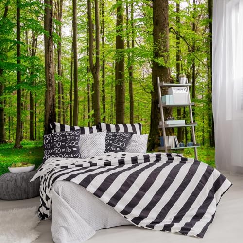 -Green Forest Landscapes Woodland Tree Fabric Wallpaper Living Room Bedroom Bathroom Jungle wall Mural- 137"x96"（ not Peel and Stick） - color: Forest 01, size: 137" x 96"
