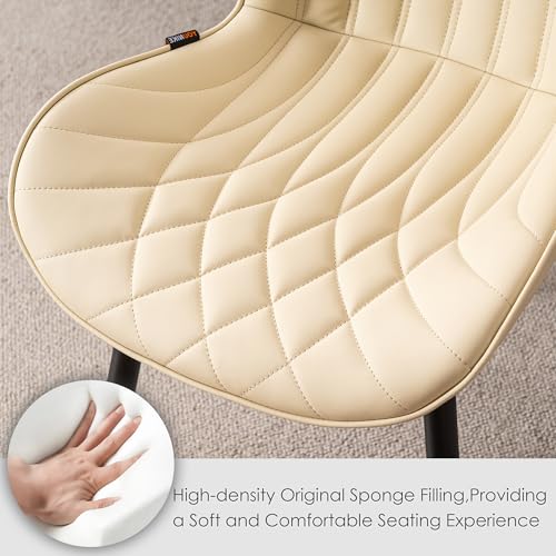 Kidol & Shellder Dining Chairs Set of 2, PU Leather Upholstered Kitchen Chairs with Back Armless, Mid Century Modern Side Chair for Dining Room, Living Room, Lounge, Restaurant, Beige - color: Beige