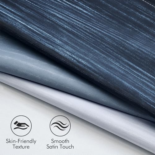 MIULEE Navy Blue and Greyish White Ombre Blackout Curtains 52Wx72L Set of 2 | Full Room Darkening,Thermal Insulated,72 Inch Long,Grommet Drapes for Bedroom/Living Room,Modern Window Treatments - color: Navy Blue and Greyish White, size: 52"W x 72"L (Pack
