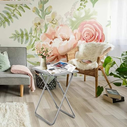 Folding TV Tray Table,TV Dinner Table with Sturdy MDF Top,Eating Trays for Living Room with No Assembly Required, 2PCS (White) - color: White, size: 2pcs
