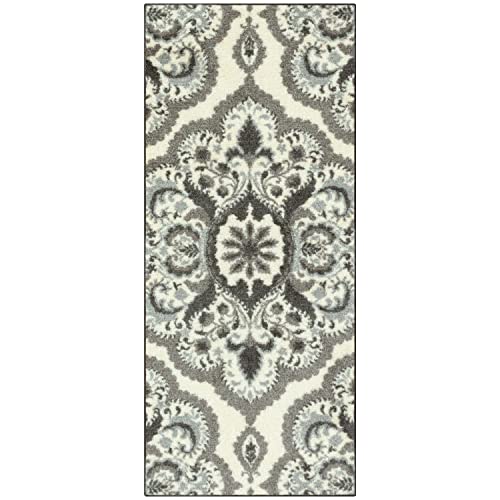 Maples Rugs Vivian Medallion Runner Rug - Made in USA - Washable, Non Slip, Indoor Carpet for Hallway, Kitchen, and Laundry Room, 1'8 x 4', Grey - color: Grey, size: 1'8" x 4' (Runner)