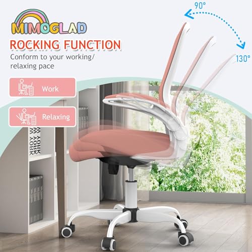 Mimoglad Home Office Chair, High Back Desk Chair, Ergonomic Mesh Computer Chair with Adjustable Lumbar Support and Thickened Seat Cushion - color: Spanish Pink