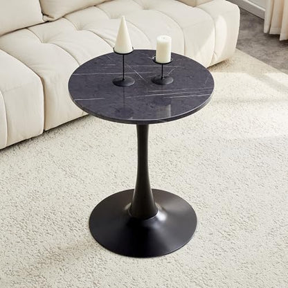 23.6" Round Dining Table, Mid-Century Modern Tulip Table with Thickened Tabletop & Metal Pedestal, Circle Bistro Table for Kitchen, Small Places, Apartments, Cafe - color: Dark Grey, size: 23.6" dining table