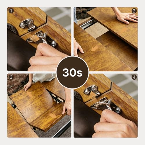 63“ Extendable Dining Table Set with 180° Smart-Flip Pivot, Retro | Dining Table Set for 4,Kitchen Table with Bench,Small Dining Table,Perfect for Small Space,Dinner Room Table Set for 6 - color: Rustic