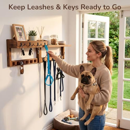 Wooden Key Holder Wall Mount with Shelf, Wall Key Rack and Mail Holder with 9 Key Hooks and 6 Sunglasses Holders, Farmhouse Key Hanger for Entryway Living Room Bedroom, Rustic Brown - color: Rustic Brown