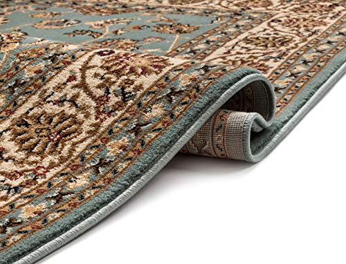 Well Woven Barclay Collection Sarouk Light Blue 5 ft Round Rug - for Living Room, Bedroom, and Dining Room - color: Light Blue, size: 5'3" (Round)