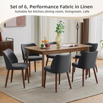 GarveeHome Wooden Dining Chair Set of 4 Upholstered Fabric Dining Chair | Modern Kitchen Chairs with Curved Backrest Leveling Feet for Dining Room, Living Room, , No tool assembly, No Wobble - color: Dark Grey