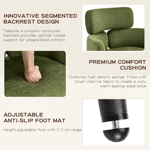 Accent Dining Chair with Arms, Modern Upholstered Side Chair with Soft Fabric Black Metal Legs, Comfy Spacious Seat & Back for Dining Room/Living Room/Bedroom, Green - color: Green, size: Set of 1