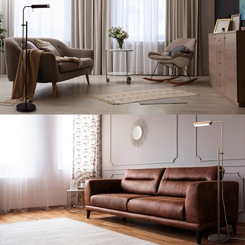 O'Bright Cedric Adjustable Pharmacy Floor Lamp - Industrial Design for Reading, Crafting, Work - 10W LED, Height 45-61 inches - Ideal for Living Room, Bedside, Office - Black - color: Black