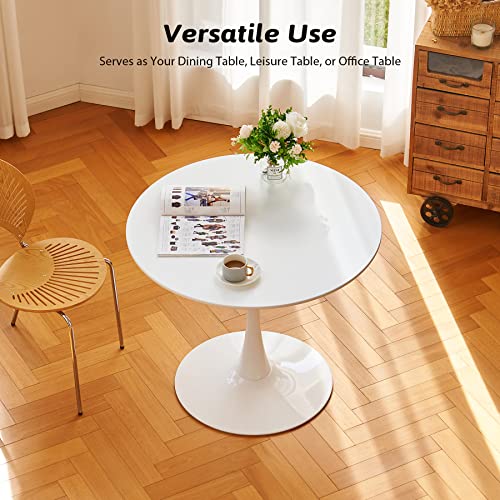 VONLUCE Round Dining Table, 36 Inch Tulip Table with MDF Top and Steel Base, Small Pedestal Table for Dining Room Kitchen Living Room More, Modern Bistro Table Kitchen Table with 220lb Capacity, White - color: 36'' White Round