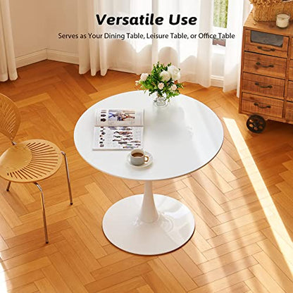 VONLUCE Round Dining Table, 36 Inch Tulip Table with MDF Top and Steel Base, Small Pedestal Table for Dining Room Kitchen Living Room More, Modern Bistro Table Kitchen Table with 220lb Capacity, White - color: 36'' White Round