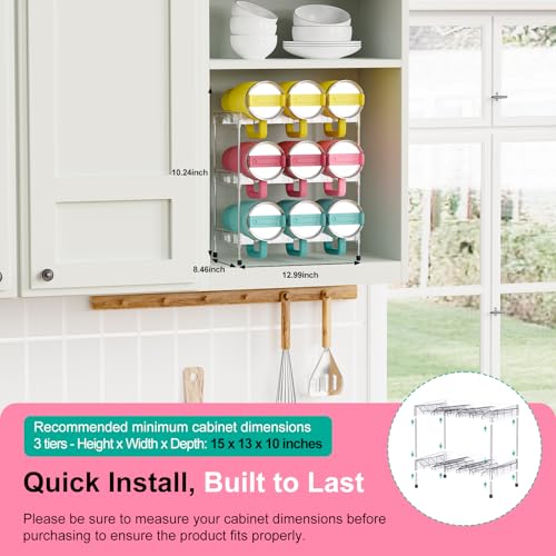 Reusable Stackable with Handle Compartment Water Bottle Tumbler Organizer for Stanley 40oz with Handle Cup, Stanley Accessories for Pantry, Cabinet & Kitchen Organization and Storage,3 Tier Hold 9 - size: 9-Bottle