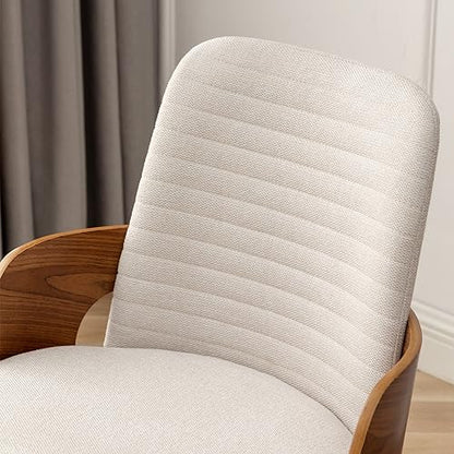 Dining Room Chairs Set of 2,Mid Century Modern Kitchen Chairs,Upholstered Beige Fabric Accent Chairs,Metal Legs Wooden Desk Chairs Armless and No Wheels for Kitchen Dining Living Room - color: Beige Fabric, size: Set of 2