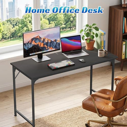 47 inch Computer Desk Gaming Desk Multi-Function Writing Table Student Art Modren Simple Style PC Wood and Metal Desk Workstation, Black - color: Black, size: 47 inch