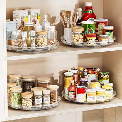 LAMU 12 in Lazy Susan Turntable, 4 Pack Clear Spice Rack, Organizer Storage | 360° Rotating, Kitchen Storage Tray for Cabinet & Table Top, Pantry, Fridge, Bathroom, Medicine & Countertop - size: 12 Inch-4 Pack