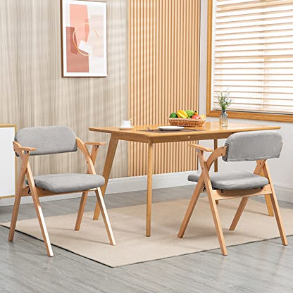 Folding Chairs with Armrest | Wooden Stackable Foldable Dining Chair with Padded Seats Set of 2 Extra for Guests Kitchen Office Wedding Party Gray - color: Gray With Armrest, size: 2PCS