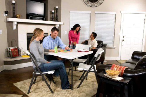 LIFETIME 280228 37-Inch Square Fold-in-Half Table, White Granite Top with Gray Frame - size: 37-Inch, 1 Pack