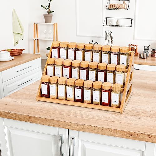 Spice Rack, Spice Organizer -3 Tier Bamboo Spice Racks, Solution for Spice Storage in Kitchens, Countertops，Storage Rooms and Other Places - size: Large