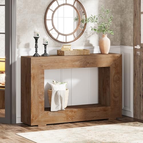 Tribesigns Farmhouse Console Table, 47 Inches Entryway Console Table with Storage, Industrial Hallway Accent Table for Living Room, Entrance - color: Natural Wood