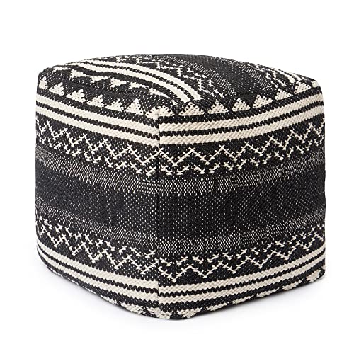 · REDEARTH · Pouf with Filler Cube Bean Bag Pouffe - Ziggurat Obsession Black - color: Ziggurat Obsession Black With Filler