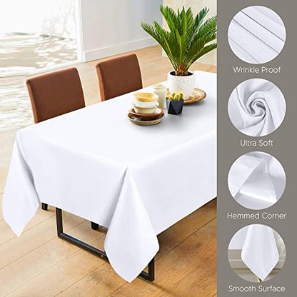 Utopia Kitchen Rectangle Table Cloth 2 Pack [90x156 Inches, White] | Tablecloth Machine Washable, Polyester Table Cover for Dining, Buffet Parties, Picnics, Events, Weddings and Restaurants - color: White, size: 2 Pack 90x156 Inch Tablecloth