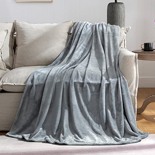 Grey Fleece Plush Throw Blanket 60"x80"for Couch Sofa Fuzzy Cozy Flannel | Super Soft Lightweight Microfiber Blanket for Bed Chair bedroom Home Decor All Season,Birthday Gifts for Women Mom Adult - color: Grey, size: Twin(60"×80")