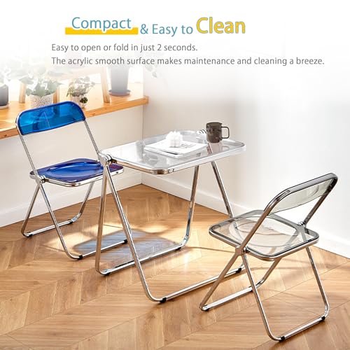 KAIHAOWIN Folding TV Tray Table Acrylic Foldable Table No Assembly Required Tiny Desk for Home Office Side Table Small Computer Desk for Small Spaces (Clear) - color: Clear