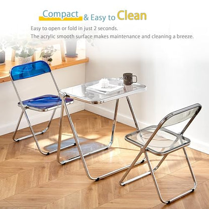 KAIHAOWIN Folding TV Tray Table Acrylic Foldable Table No Assembly Required Tiny Desk for Home Office Side Table Small Computer Desk for Small Spaces (Clear) - color: Clear