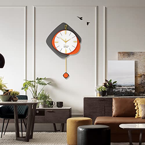 FLEBLE Large Wall Clocks for Living Room Decor Big Modern Clock Decortive | Analog Battery Operated for Home Bedroom Office Kitchen Bathroom 20inch Unique Wood Hanging Clock Pendulum Silent Non-Ticking - size: 20*30in