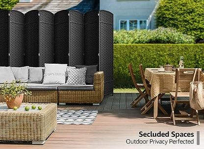 Sorbus 8-Panel Black Room Divider with Double Hinged Panels, 6 ft Tall Folding Privacy Screen - color: Black, size: 8 Panel
