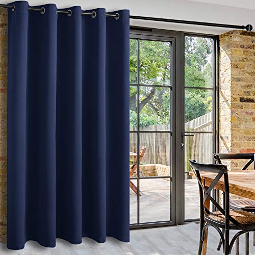 DWCN Patio Sliding Door Curtains - Extra Wide Curtains for Glass Door, Room Divider Blackout Thermal Curtain Grommet Panel with Grommet Top for Bedroom Partition, 6.7ft Wide x 7ft Tall, Navy Blue - color: Navy Blue, size: 80"W x 84"L (Pack of 1)