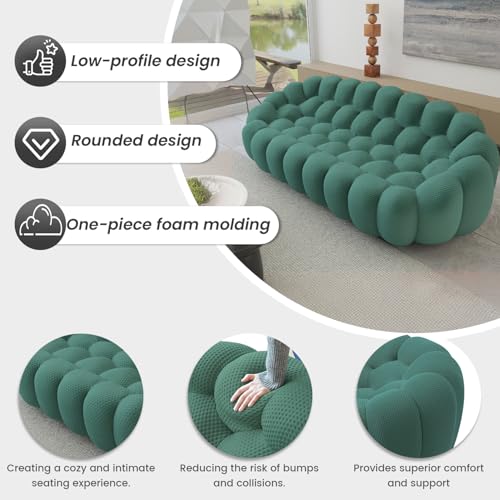 Modular Sectional Sofa,Bubble Couch Set,1 Seater+ Ottoman,Modern Upholstered Bean Bag Sofa Couch Mesh Fabric Lazy Floor Chair Living Roon Sets (Green) - color: Green, size: 48"+42"