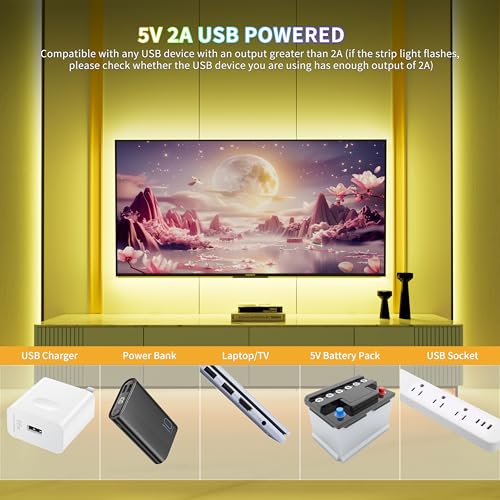PAUTIX 5V USB RGB COB LED Strip Light 4.92ft/1.5m Color Changing Strip Lights,TV Backlight Multicolor Flexible Under Cabinet Tape Lights with Bluetooth Control for Bedroom,Kitchen,Home DIY Lighting - color: RGB (Red, Green, Blue)