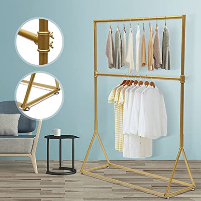 Heavy Duty Clothes Rack,Gold Garment Rack,Clothes Rack with Double Hanging Rod for Bedroom, Hall, Clothes Store and Boutique