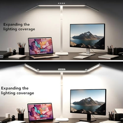 LED Desk Lamp for Home Office with Base, 28.2" Adjustable Gooseneck Swing Arm Bright Desk Light, Dimmable Architect Table Lamp for Desktop Computer Light, Reading, Study, Workbench（White） - color: White