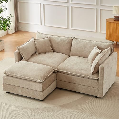Modular Sectional Sofa, 77 Inch L Shaped Couch Set with Armrests, 2-Seater Comfy Cloud Couches for Living Room Apartment, Coffee - color: Coffee, size: 77' - L Shape