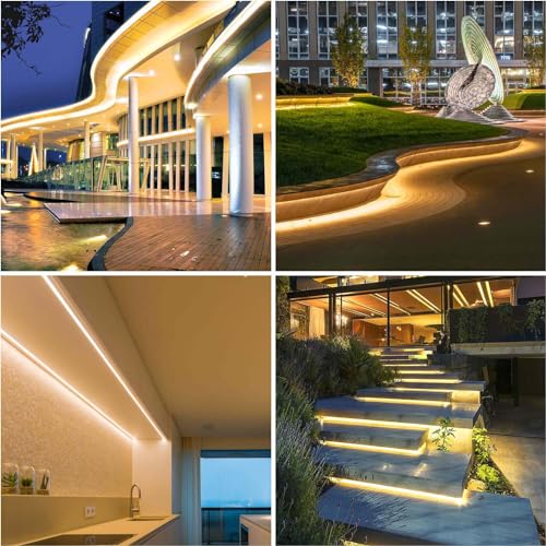 LLTOP COB LED Strip Lights Waterproof IP67 24VDC Warm White 3000K 16.4FT | CRI 92Ra+, Outdoor LED Tape Lighting, DIY Cuttable, For Bedroom Kitchen Cabinet Shelf (Power Supply Not Included) - color: Warm White 3000K (power supply not included)