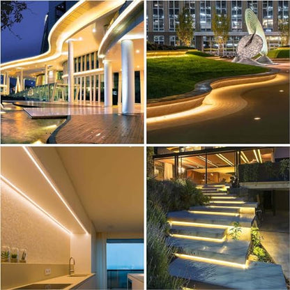 LLTOP COB LED Strip Lights Waterproof IP67 24VDC Warm White 3000K 16.4FT | CRI 92Ra+, Outdoor LED Tape Lighting, DIY Cuttable, For Bedroom Kitchen Cabinet Shelf (Power Supply Not Included) - color: Warm White 3000K (power supply not included)