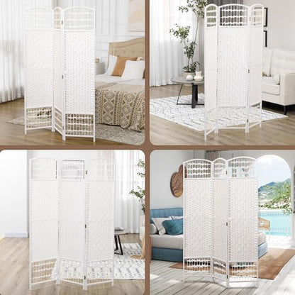 HOMCOM 3 Panel Room Divider, Folding Privacy Screen, 5.6', White | Room Separator, Wave Fiber Freestanding Partition Wall Divider - color: White, size: 3 Panel