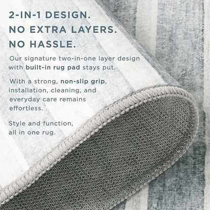 Haven Scandinavian Stripe Machine Washable Area Rug with Airflo Technology for Easy Clean, Ultra-Soft Non-Slip Rug with Built-in Pad, Pet, Family & Allergy Friendly Rug, Beige/Brown, 5'x7' - color: Beige/Brown Scandi Stripe, size: 4'11" x 6'11" (Rectangul