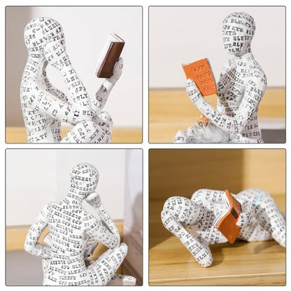 Modern Reading Woman Figurine - Home Decor Pulp Thinker Statue, Reading Women Sculpture Decoration for Home, Office, Living Room and Bookworms Abstract Thinker Statue for Shelf, Desk or Table
