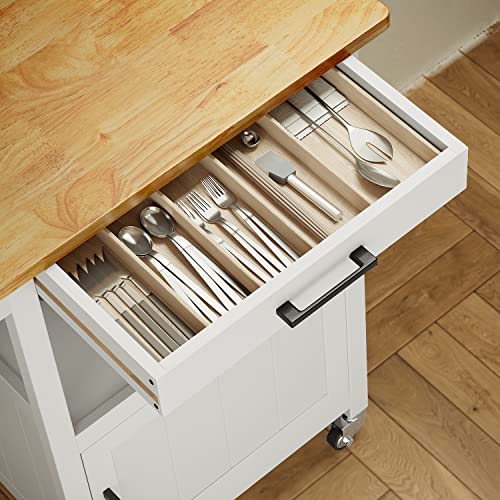 Qsun Rolling Microwave Cart with Storage, White | Microwave cart with wheels, Small Home Coffee Bar, Microwave Stand, Rolling Kitchen Cart with Side Hook - size: White