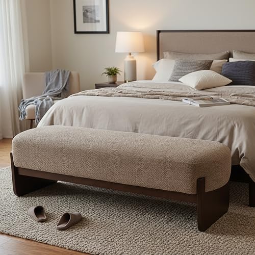 Christopher Knight Home Arden Minimalist Style Rectangular Loop Yarn Fabric Ottoman Bench, Rubberwood Frame, Entryway Bench, Living Room Sofa Extra Seat, End of Bed Footstool, Brown+Brown - color: Brown+brown