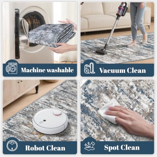 Hallway Runner Rug 3x10 Textured Non Slip Carpet Runner,Abstract Multi | Machine Washable Wide Runner Rug with Silicone Backing Stain-Resistant Surface for Hallways, Kitchens and High-Traffic Areas - color: Abstract-multi, size: 3' x 10' (Runner)