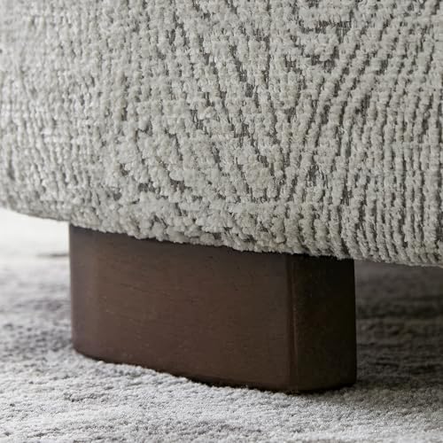 Zihanhome 30 Inch Round Storage Ottoman, Ottoman Coffee Table with Lift Off Lid, Boucle Modern Ottomans with Storage for Living Room, Bedroom, Apartments (White and Gray Striped) - color: White and Gray Striped