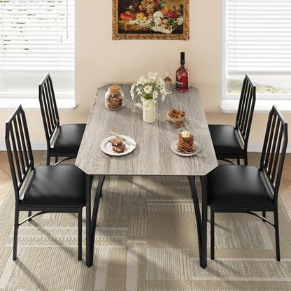 IDEALHOUSE Dining Table Set for 4, Kitchen Table Set of 4 with Upholstered Cushion Chairs, Dining Room Table Set with Kitchen Chairs, Easy to Assemble, Suitable for Apartment - (Cloud Gray) - size: 1* Table + 4* Chairs (Cloud Gray)