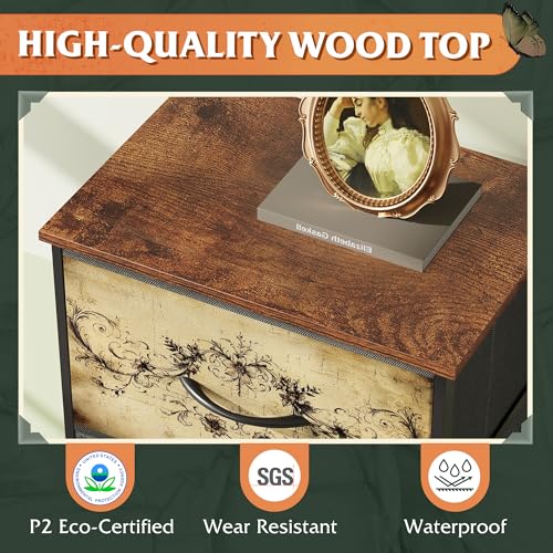 WLIVE Tall Dresser for Bedroom, 5 Drawer Dresser, Pattern | 5 vertical fabric drawers, Tall vertical design, Bedroom or closet use, Dresser for small spaces, Chest of drawers - color: Pattern